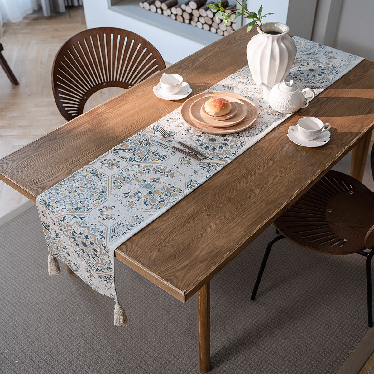 美式复古桌旗轻奢高端餐桌布艺桌旗茶几电视柜桌旗布氛围感长桌旗