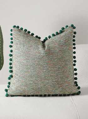莫奈风编织配色球边沙发装饰抱枕靠枕靠垫套cushion cover pillow