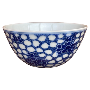 景德镇觉山隐窑 楷书四字款 仿清 青花 冰裂梅花纹 内画卧足杯