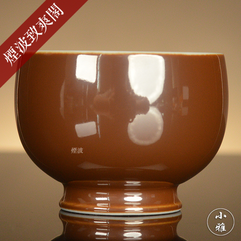 烟波 景德镇 小雅 阮定荣造 紫金釉 青花内画 山水品杯 钵佛杯