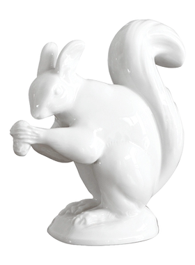 动物瓷塑纯白小松鼠装饰摆件