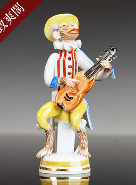 猴子乐队吉他手彩绘瓷塑摆件