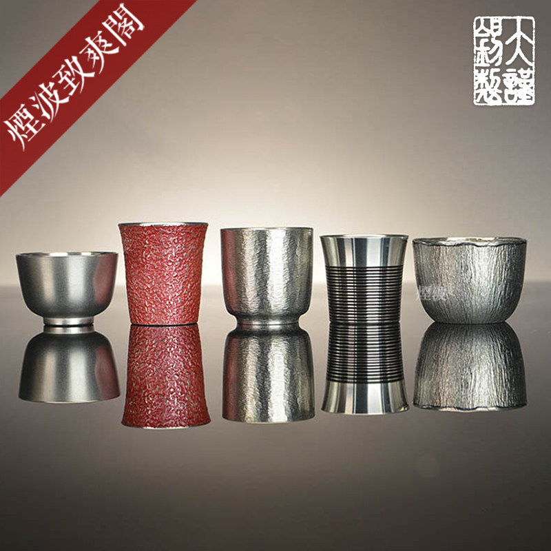 烟波 日本 大阪浪华锡器 六色五纹 锡杯 汤吞 酒盅 酒杯套装