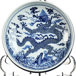 烟波 景德镇 觉山隐窑 赏珍款 青花 仿明 铁甲威龙 白月洗