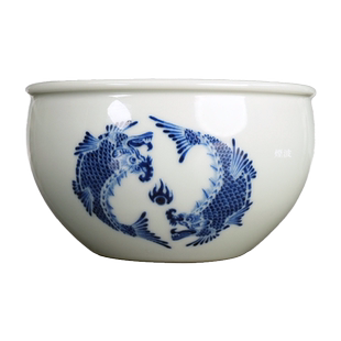 景德镇 觉山隐窑 青花 仿明 摩羯纹 缸杯 品茗 茶杯