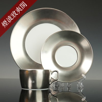 抛光铂金茶杯咖啡杯碟组
