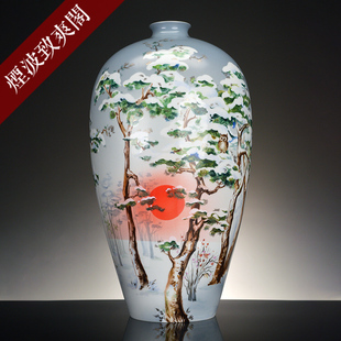 松树 冬季 限量作品 德国MEISSEN 花瓶摆件 梅森瓷器 彩绘描金