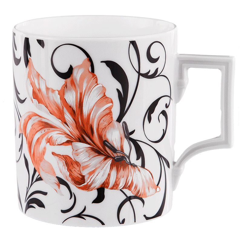 德国meissen梅森瓷器 柏林系列 缠枝橘百合 马克杯 水杯 茶杯