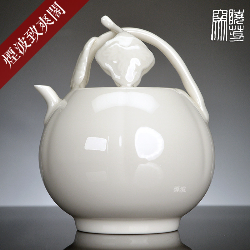 烟波 中国台湾 晓芳窑 蔡晓芳 牙白瓷 瓜式提梁壶 茶壶