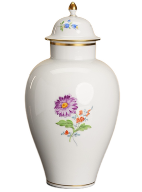 自然主义花卉带盖花瓶将军罐