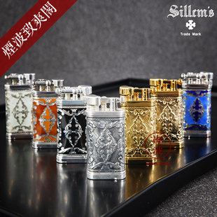 珐琅雕花饰面 烟波 手工纯银 烟具 德国Sillems 烟斗打火机