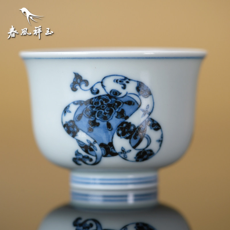 青花蛇年福禄寿内画品杯图片