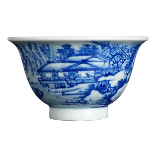 烟波 景德镇 觉山隐窑 赏珍款 青花 内画  雪景 小压手杯