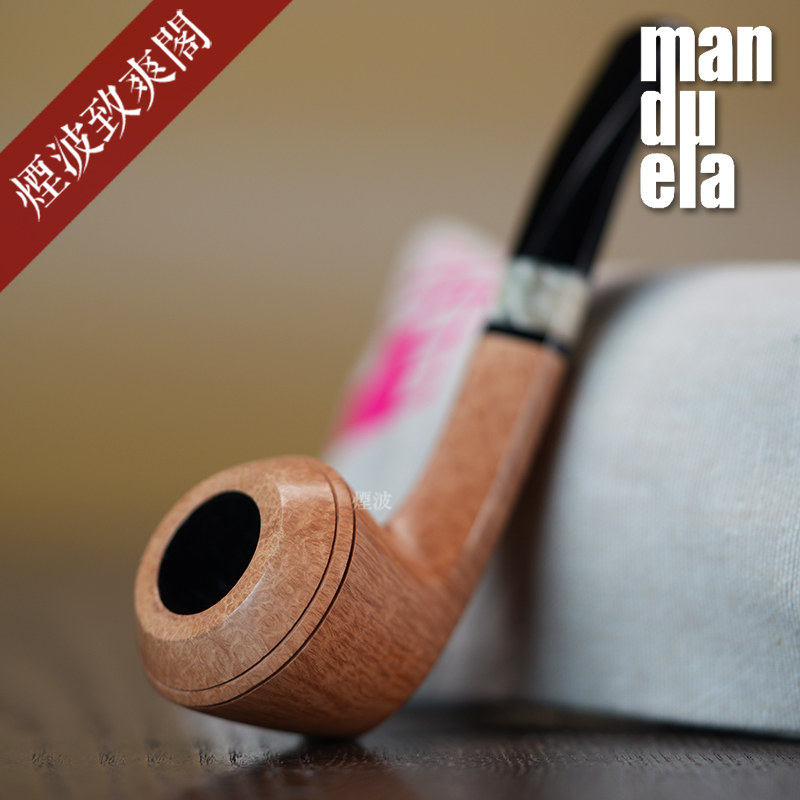 丹麦 曼杜拉Manduela 高腰牛头型 麝牛角饰圈 手工制 石楠木 烟斗