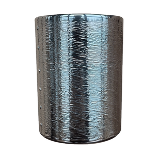 日本银器 银川堂 银本铺 铜胎镀银 刃鎚目直筒形 茶叶罐+茶箕套装