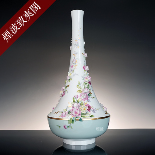 彩绘浮雕 玫瑰 限量作品 梅森瓷器 摆件 花瓶 MEISSEN 德国