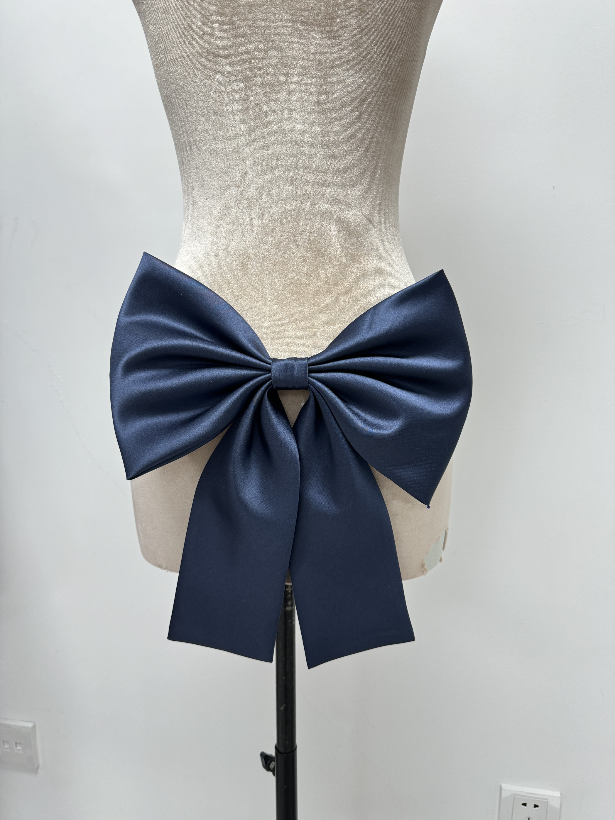 藏青色大号缎面蝴蝶结海军风配饰连衣裙装饰学后背别遮挡针JK领结