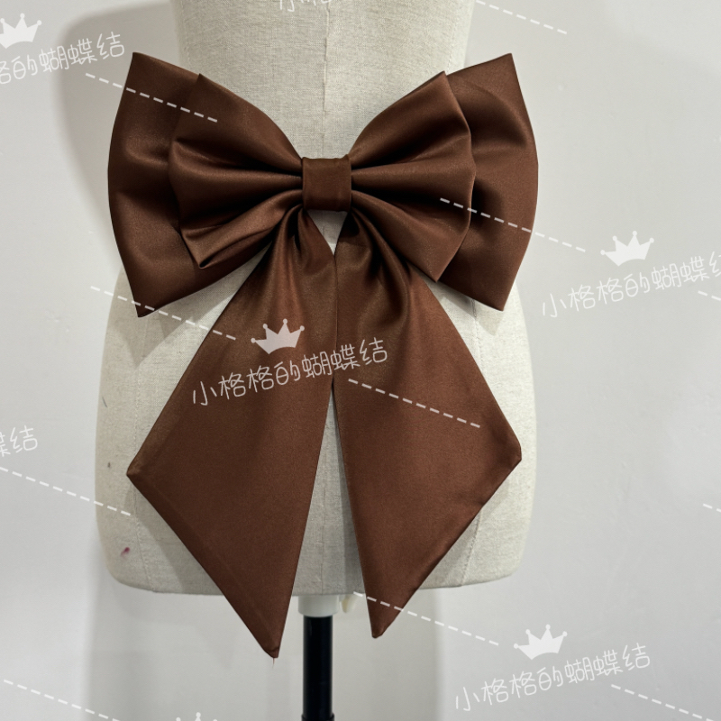 棕色双层蝴蝶结后背遮盖婚纱礼服装饰服装配饰别针款拍照咖啡色