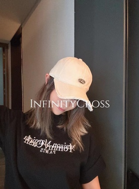 【ICROSS】ins破边D金属标男女棒球帽夏显脸小网红软顶遮阳鸭舌帽