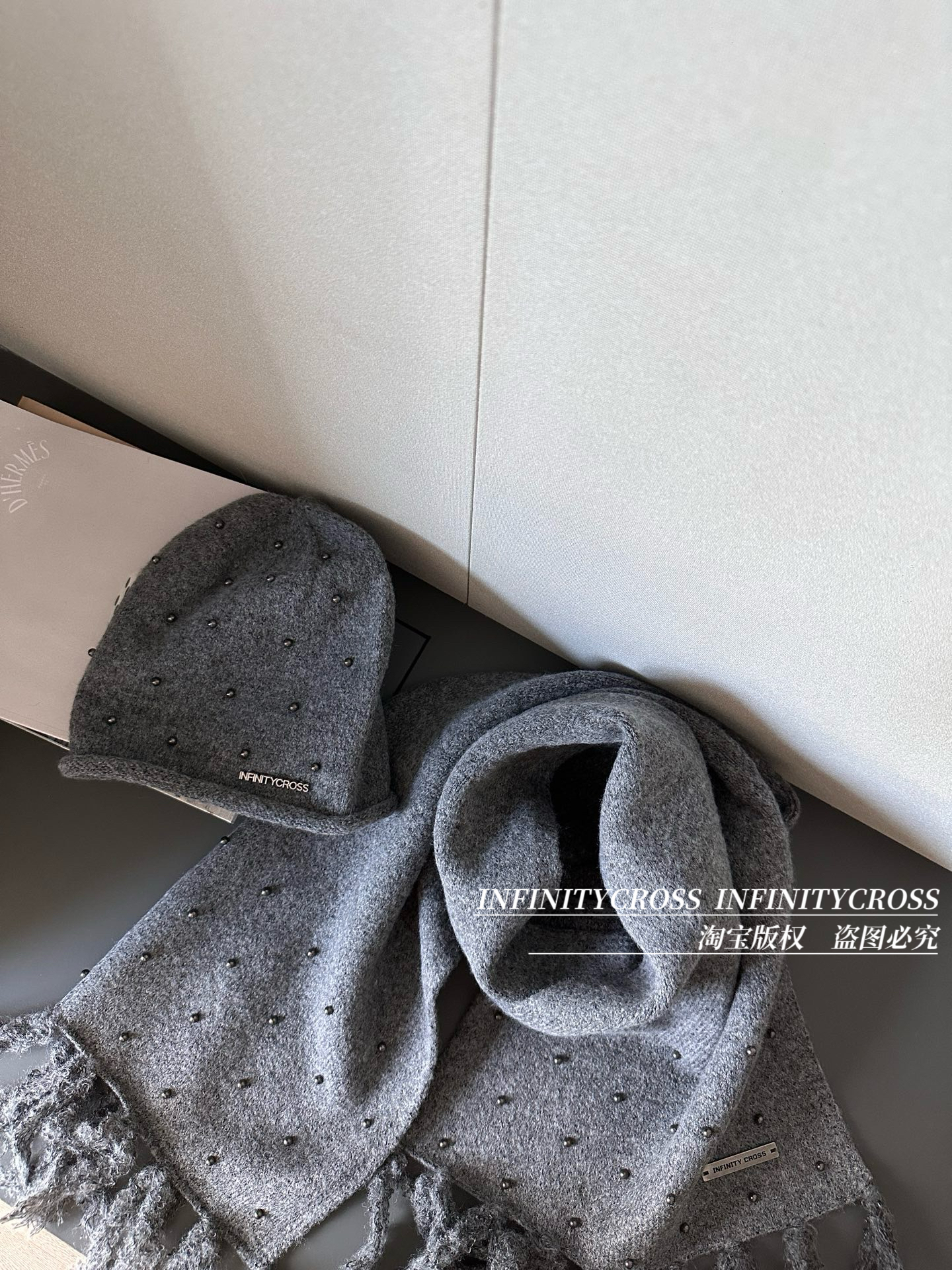 【INFINITYCROSS】围巾！设计品牌羊毛窝钉围巾高级感保暖围脖女