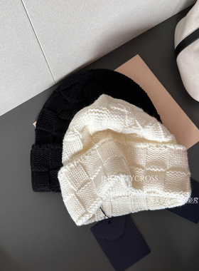 【INFINITYCROSS】格子纹格针织帽简约毛线帽男女同款保暖冷帽子