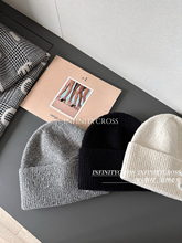 【INFINITYCROSS】25FW亮片绒线羊毛混纺针织帽黑白经典滑雪冷帽