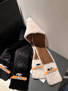 【INFINITYCROSS】高品质羊毛皮毛一体格子菠萝纹纯色围脖围巾潮