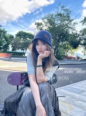 【INFINITYCROSS】氛围感慵懒风撞色字母流苏毛线渔夫帽小脸冷帽