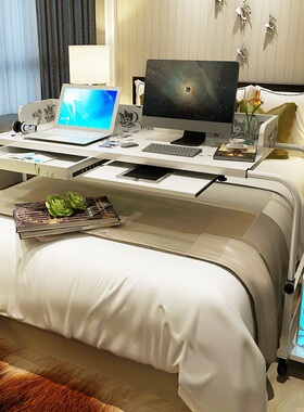 家用创意懒人可调节移动伸缩欧式笔记本台式双人跨床无缝电脑桌子