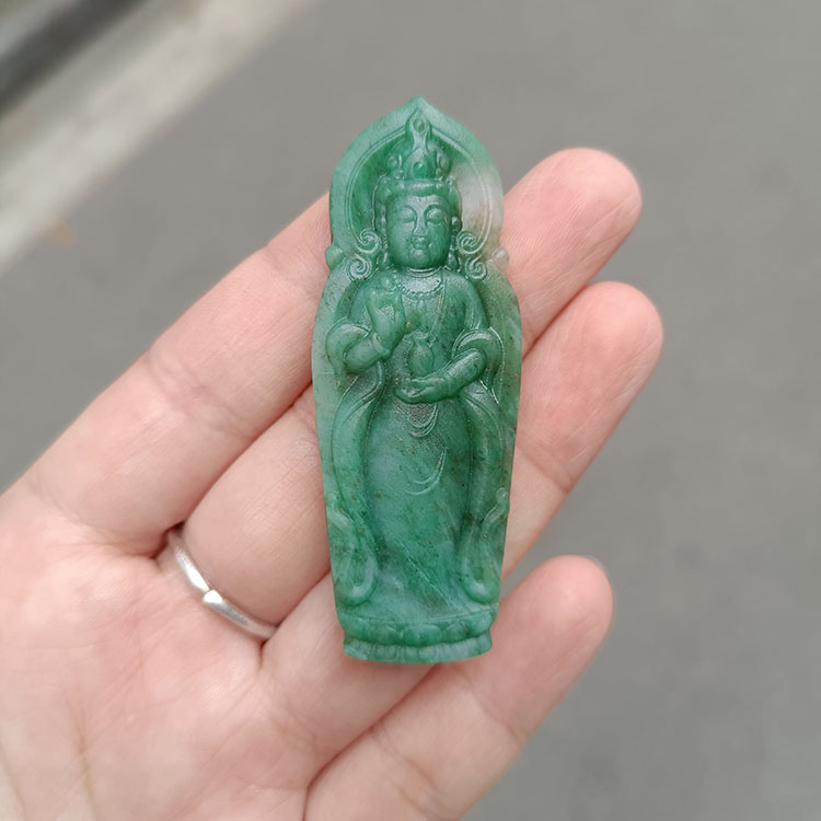 南阳独玉独山玉白天蓝观音挂件天然独玉天蓝观音吊坠挂件磨砂老料