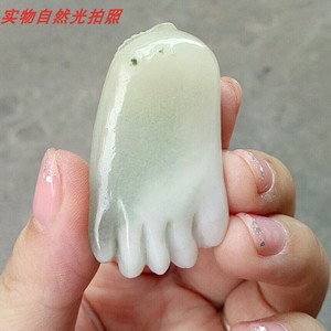 新品南阳独山玉独玉俏雕新款吊坠知足常乐销售 脚丫挂坠玉佩挂件