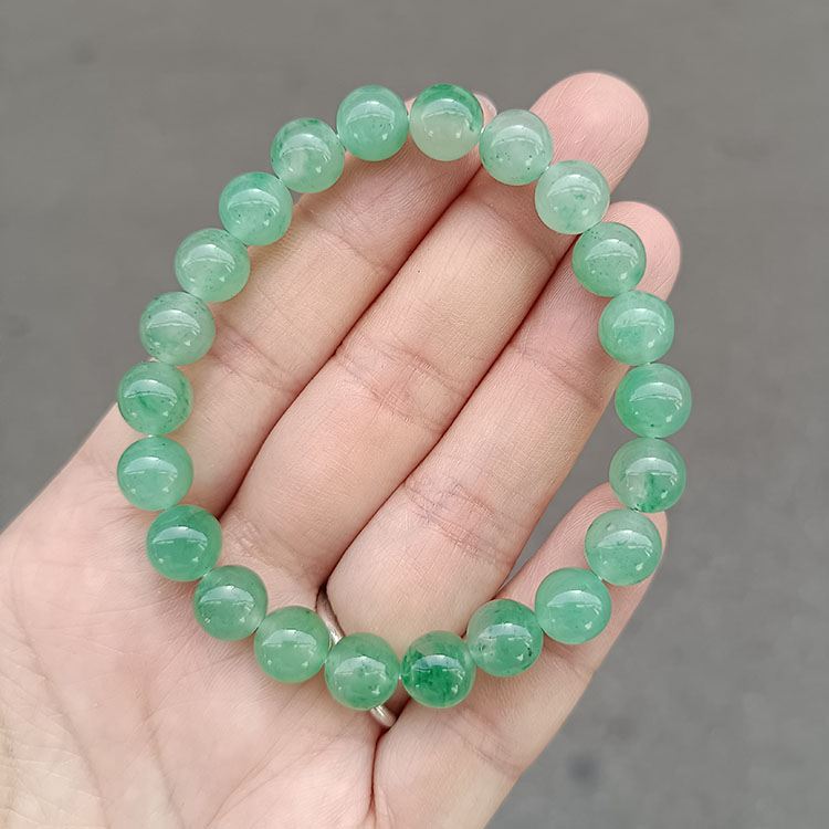 实物拍照天然独龙玉高品质精品卡8冰飘绿花手链珠串渐变色圆珠子