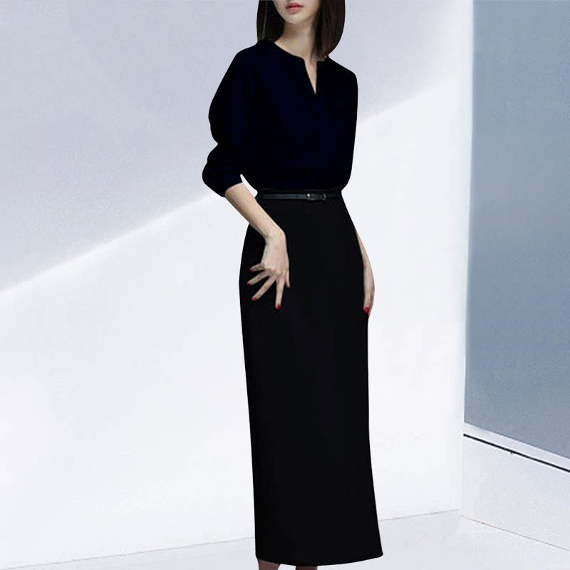 2020早春薄款通勤连衣裙ol风格职场气质大码时尚长袖子西装内搭裙