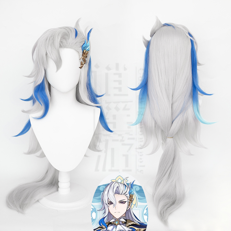 逍遥游 原神枫丹那维莱特cos假发打毛头顶水龙王cosplay假发