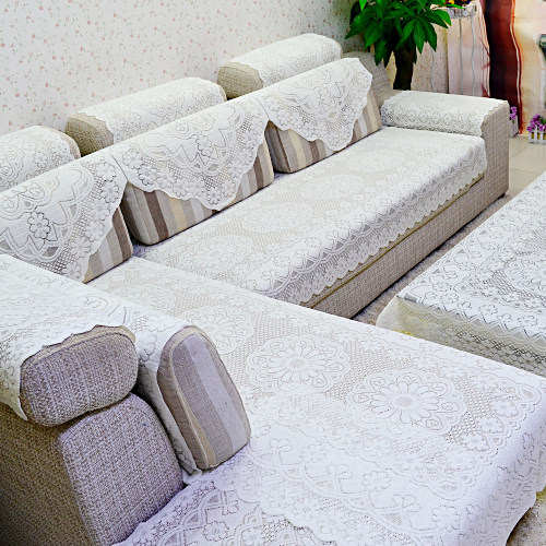 好多家沙发巾防滑防尘巾沙发垫蕾丝沙发盖布后靠背巾扶手巾纯白色