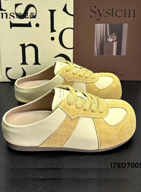 迪尼莎2025四季包头橡胶底博肯半拖鞋休闲拖鞋猪巴皮女鞋70052