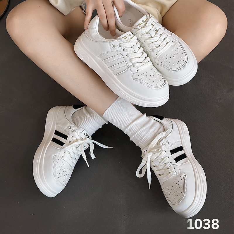 2025秋季新款平底休闲运动鞋牛皮系带圆头小白鞋透气单鞋1038