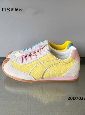 迪尼莎2025春季新款平底运动休闲鞋绒皮系带舒适洋气女70378