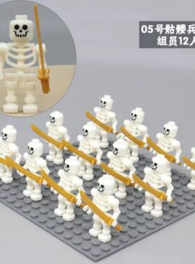 七夕节拼装积木骷髅小人仔城堡系列军团海盗骑兵男孩幻影忍者玩具