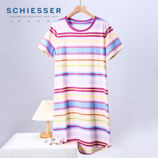 舒雅专柜正品 女士32S纯棉100棉亲肤柔软透气印花连衣裙家居睡裙