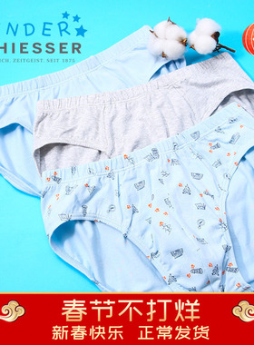 3条装 舒雅儿童纯棉内裤秋冬新款男童柔软舒适中腰三角裤25339S