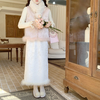 【DearYN】提花丝绒半身裙女