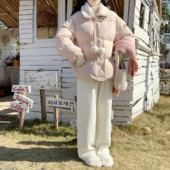 抽绳垂感休闲裤 子 加绒加厚仿貂绒阔腿裤 女软糯针织裤 Dear