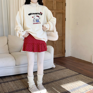 韩系甜美波点针织高腰鱼尾短裙显示a字半身裙女秋冬 Dear