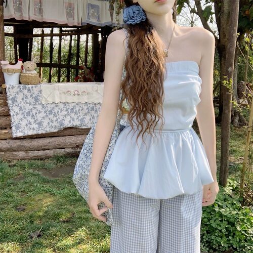 【DearYN】花苞短款抹胸上衣