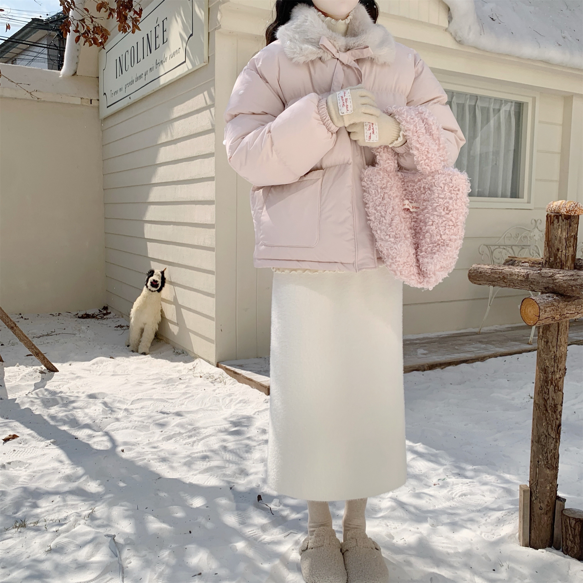 【Dear YN】温柔风加厚软糯水貂绒半身裙秋冬中长款包臀裙女冬新