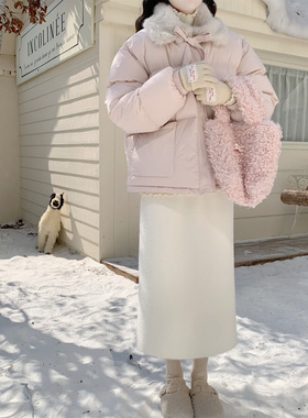 【Dear YN】温柔风加厚软糯水貂绒半身裙秋冬中长款包臀裙女冬新