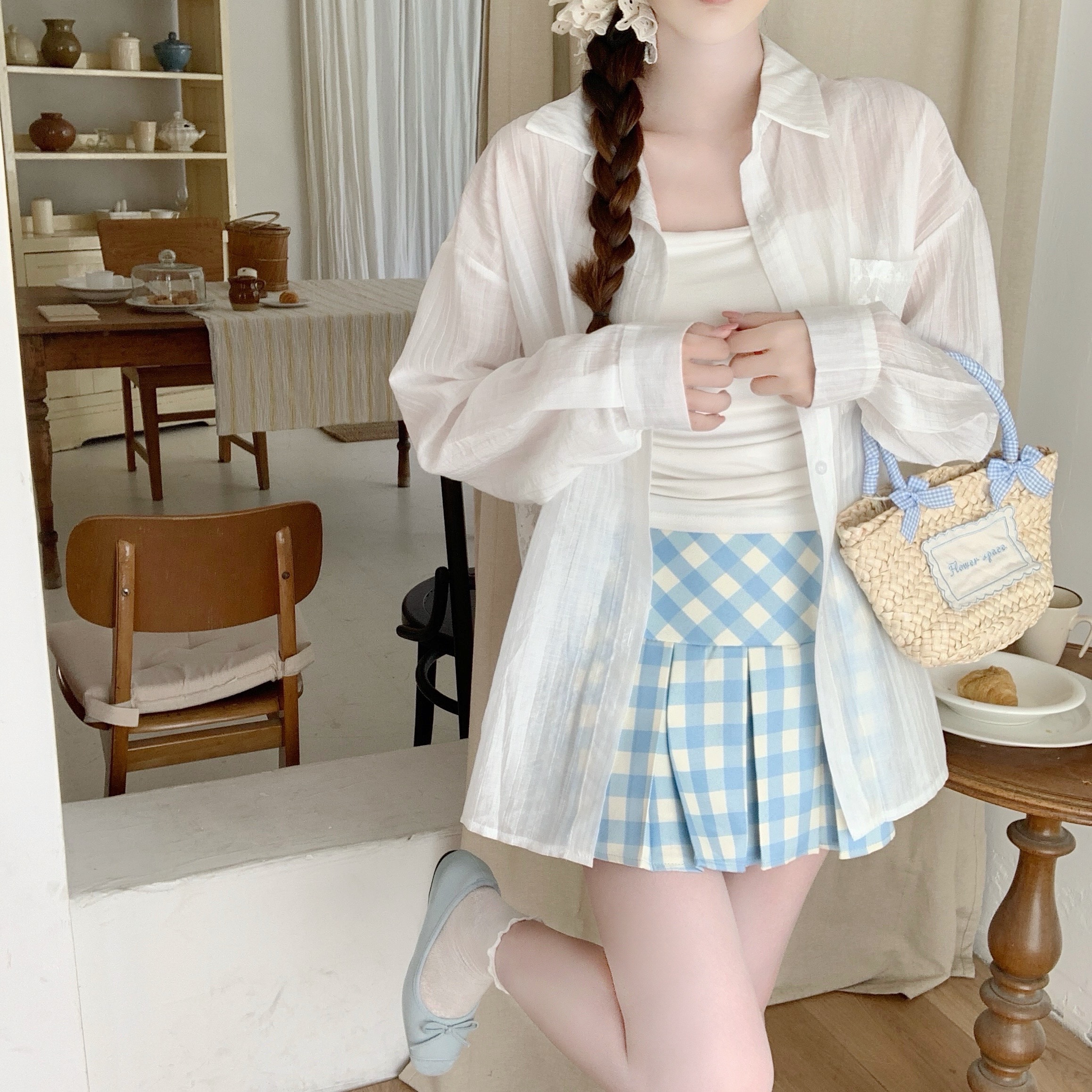 【DearYN】后背蝴蝶结设计衬衫