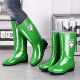保暖耐酸碱耐磨雨鞋 男女绿色时尚 雨靴耐脏高筒中防滑洗车水靴工地