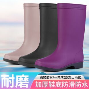 中筒时尚防滑加绒棉雨鞋雨靴防水鞋桶胶鞋套鞋水靴女成人厨房保暖